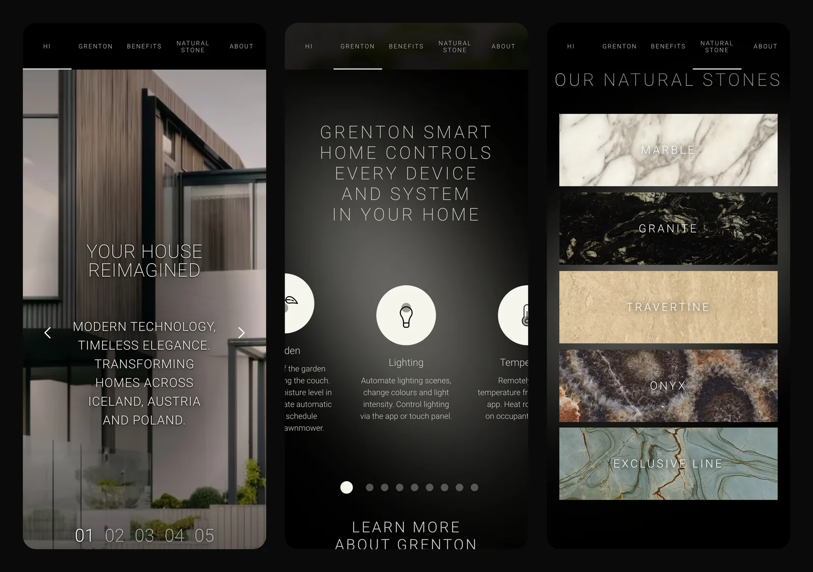 Showcase of responsive mobile design of Arogant Spaces website
